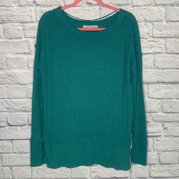 We The Free By Free People Teal Waffle Knit Thermal Oversized Tunic - Picture 3 of 13